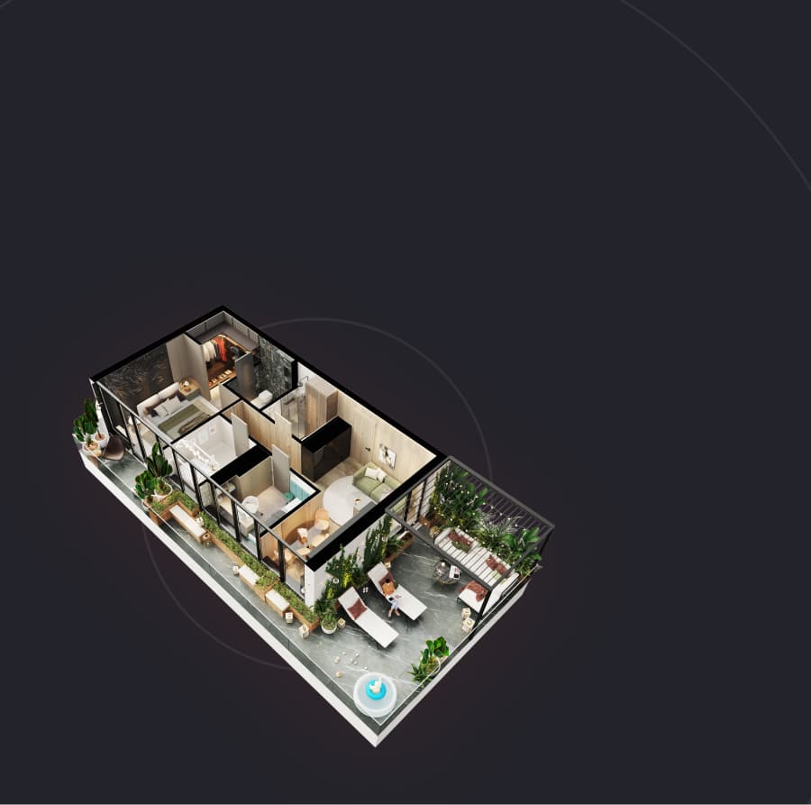 Three-room apartment with a terrace