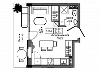 Планировка Smart-квартира площей 24.54м2, UM-006-02/0009.