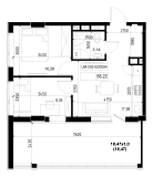 Планировка 2-к квартира площей 58.22м2, UM-002-02/0094.