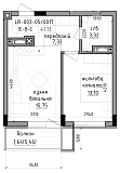 Planning 1-rm flats area 41.13m2, LR-003-05/0017.