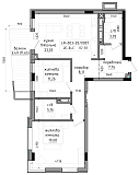 Планировка 2-к квартира площей 82.38м2, LR-003-02/0007.