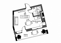 Планировка Smart-квартира площей 22.07м2, UM-004-08/0014.
