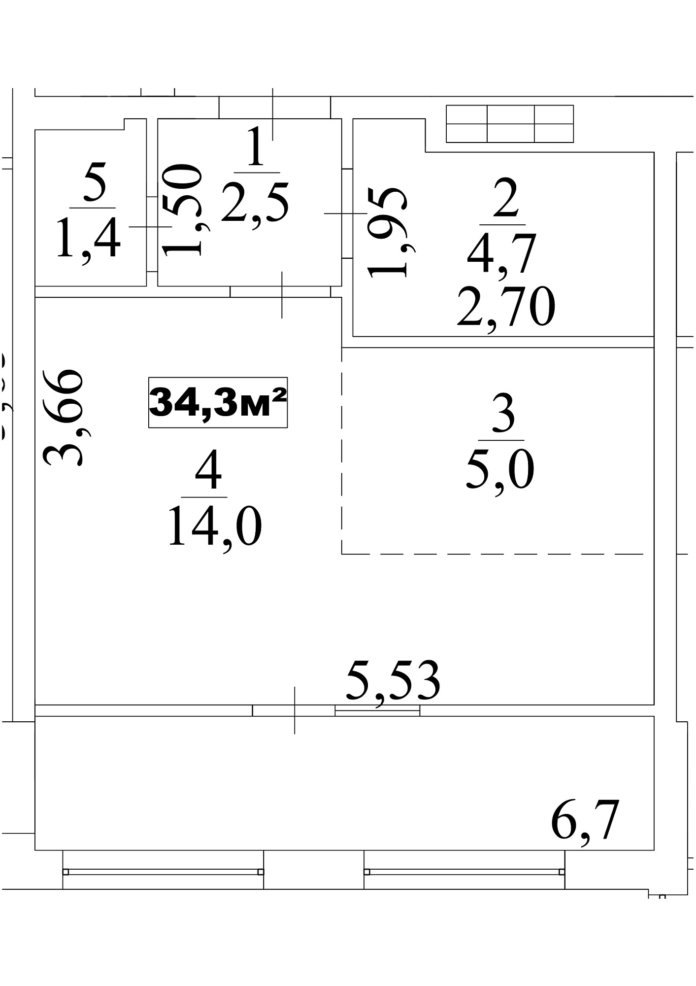 Планировка Smart-квартира площей 34.3м2, AB-10-01/00002.