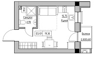 Планировка Smart-квартира площей 19.3м2, KS-010-05/0013.