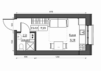 Планировка Smart-квартира площей 17.09м2, KS-012-01/0014.