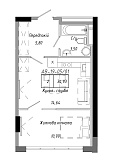 Планировка 1-к квартира площей 34.93м2, AB-19-05/00001.