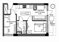 Планировка 2-к квартира площей 36.41м2, UM-003-03/0007.