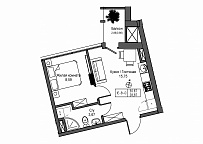 Планировка 1-к квартира площей 28.87м2, UM-004-07/0018.