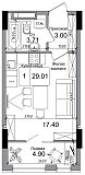 Планировка Smart-квартира площей 29.01м2, AB-04-02/00002.