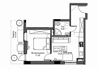 Planning 1-rm flats area 35.47m2, UM-003-09/0097.