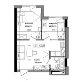 Planning 2-rm flats area 42m2, AB-17-07/00010.