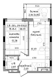 Planning 1-rm flats area 38.37m2, LR-004-09/0040.
