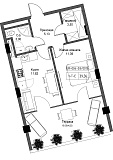 Планировка 1-к квартира площей 39.36м2, UM-004-03/0013.