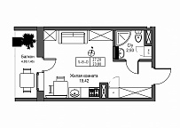 Планировка Smart-квартира площей 23.8м2, UM-004-06/0003.