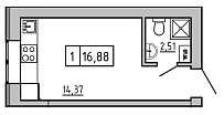 Планировка Smart-квартира площей 16.41м2, KS-008-01/0011.