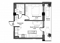 Планування 1-к квартира площею 35.24м2, UM-007-04/0004.