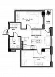 Планування 2-к квартира площею 48.5м2, UM-007-04/0007.