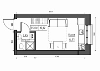 Планировка Smart-квартира площей 17.02м2, KS-012-04/0014.